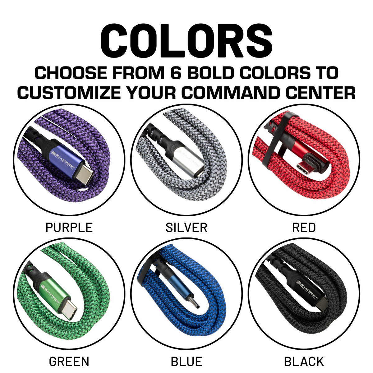 Nylon Braided USB-C Charging Cable with Right-Angle Port 3.3 Feet / 1 Meter - Multiple Colors