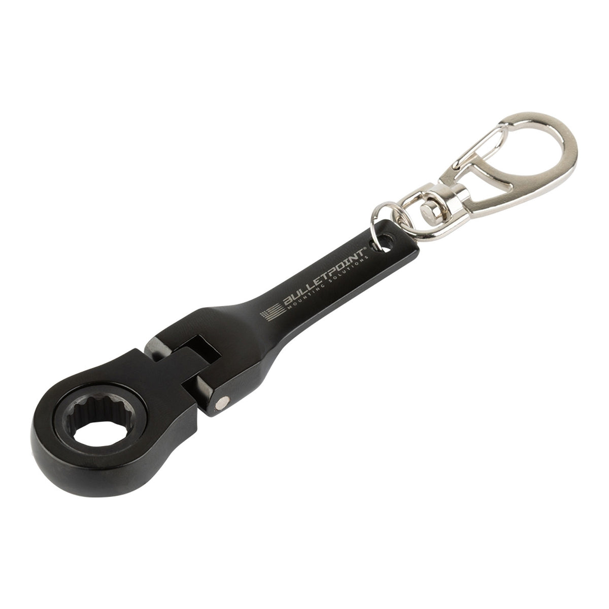 Bulletpoint 10mm Flex Head Ratcheting Socket Wrench Keychain with Carabiner