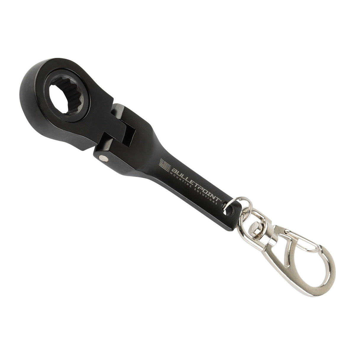 Bulletpoint 10mm Flex Head Ratcheting Socket Wrench Keychain with Carabiner