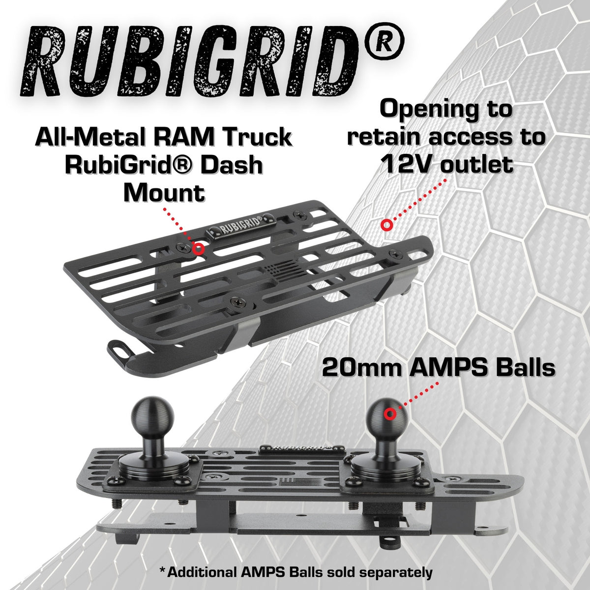 RubiGrid® V2 2019+ RAM Truck 1500/2500/3500/4500/5500 + TRX Dash Mount