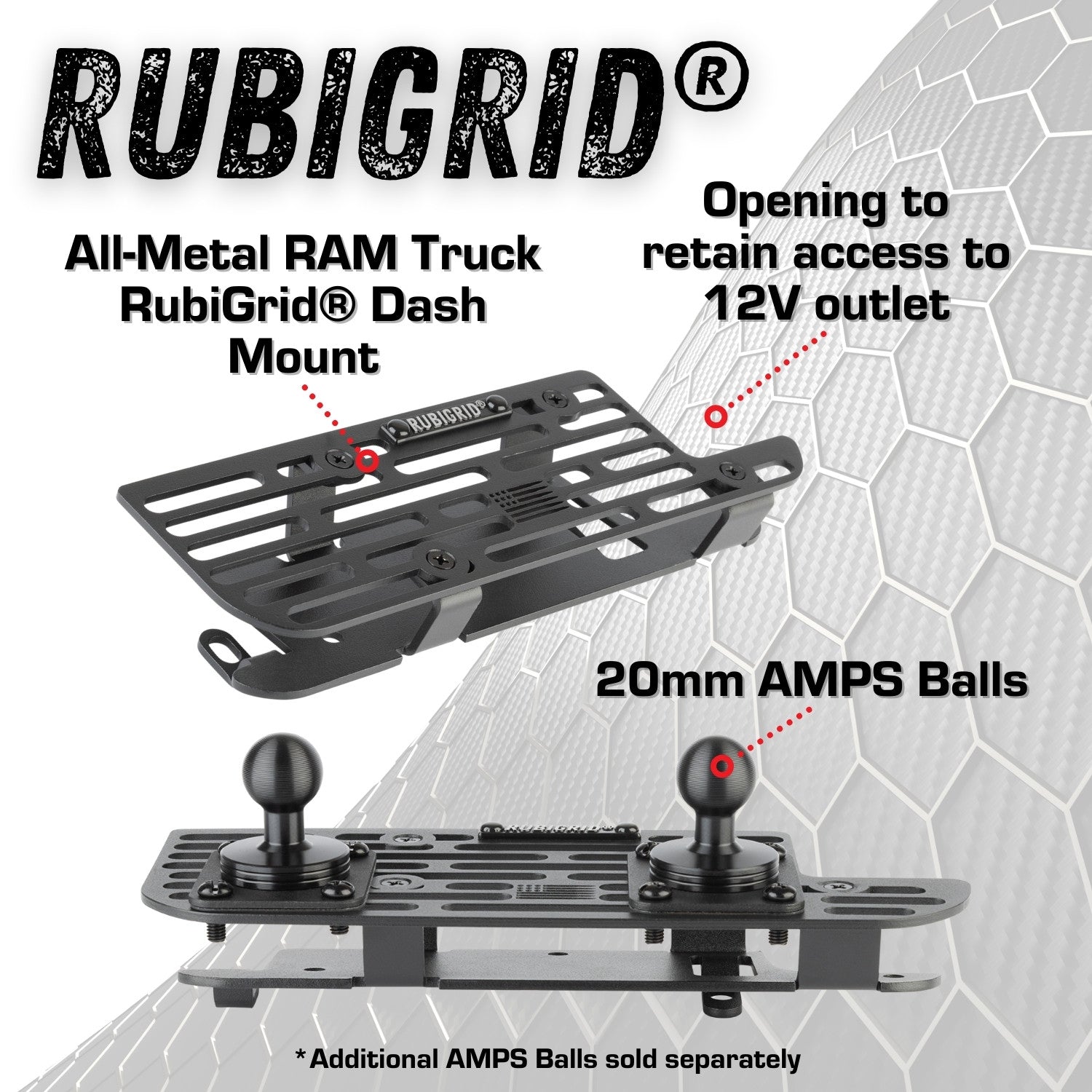 RubiGrid® V2 2019+ RAM Truck 1500/2500/3500/4500/5500 + TRX Dash Mount