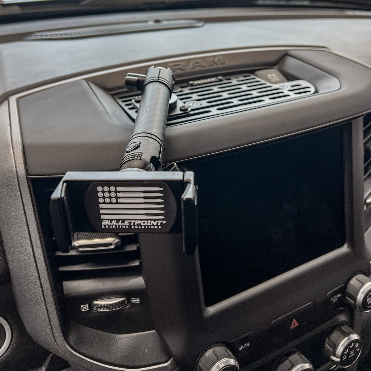 RubiGrid® V2 2019+ RAM Truck 1500/2500/3500/4500/5500 + TRX Dash Mount with Black Arms