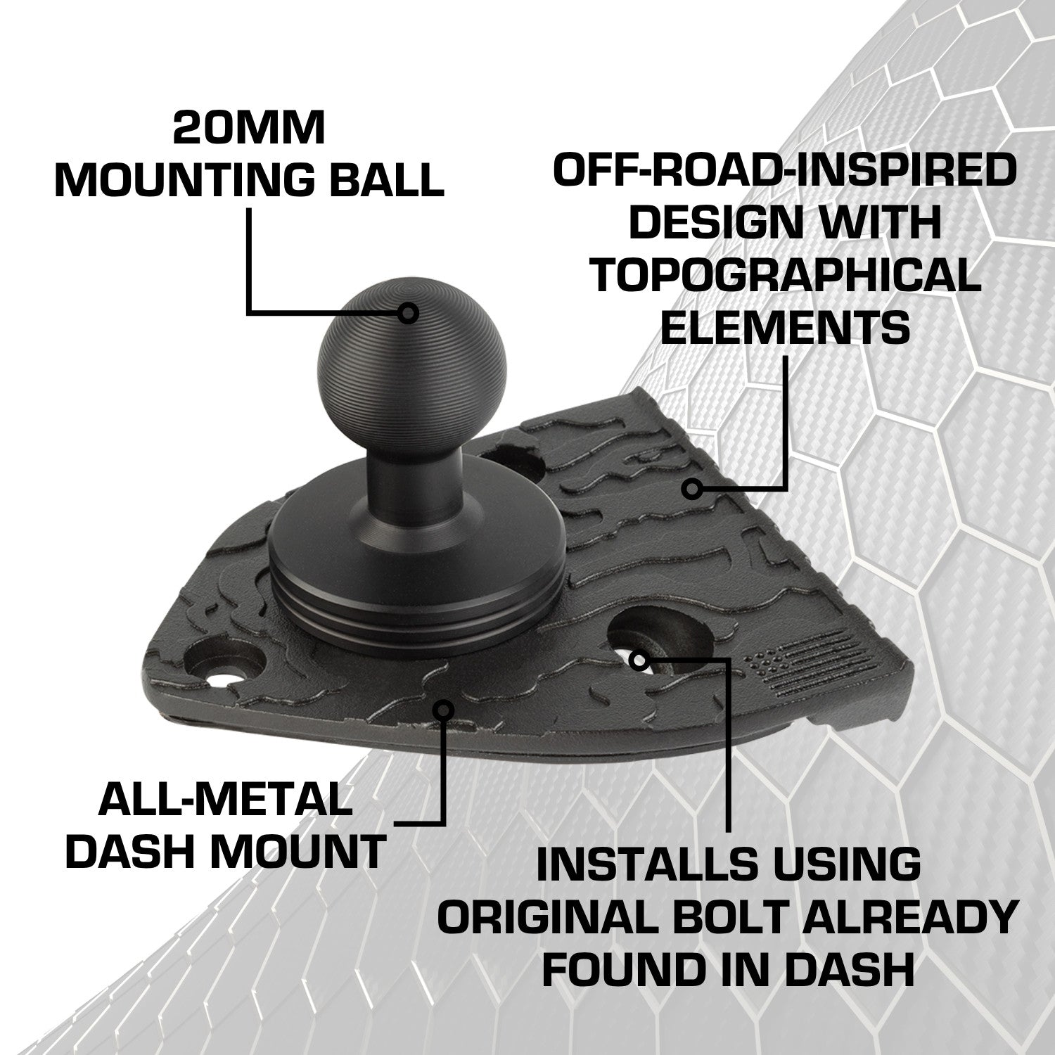 2021-2023 Jeep Wrangler 4xe Single Ball Driver Side Phone Holder with Blue Arm