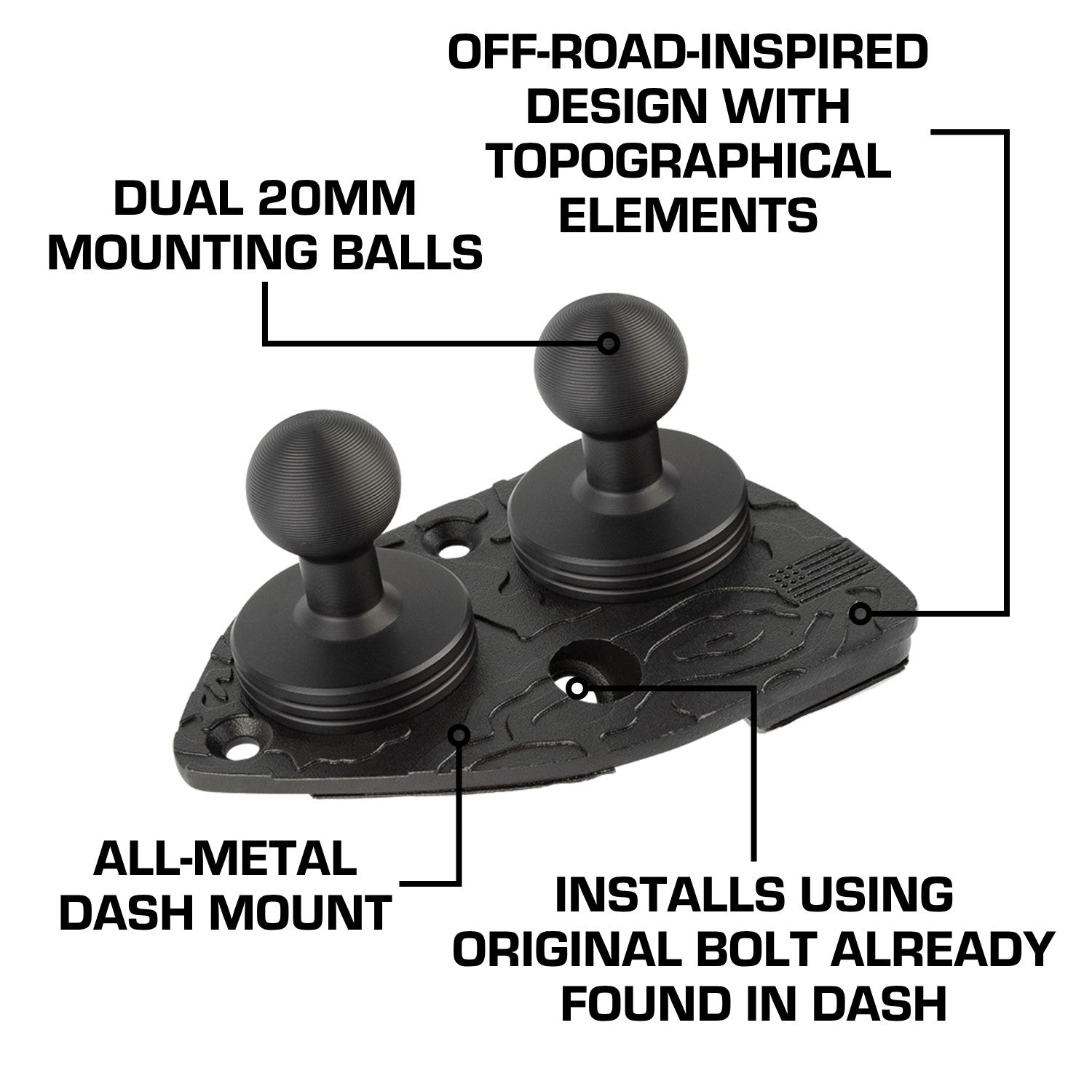 2021-2023 Jeep Wrangler 4xe Dual Ball Dash Mount Phone Holder Driver Side