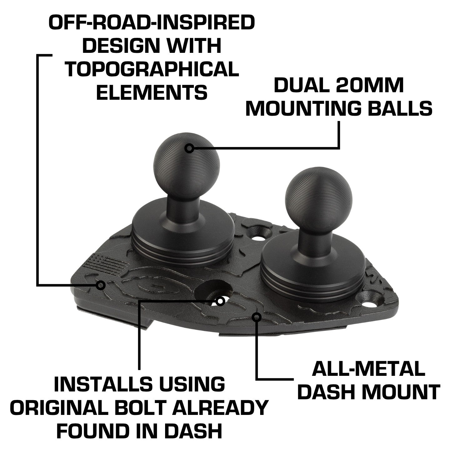 2021-2023 Jeep Wrangler 4xe Dual Ball Dash Mount Phone Holder Passenger Side