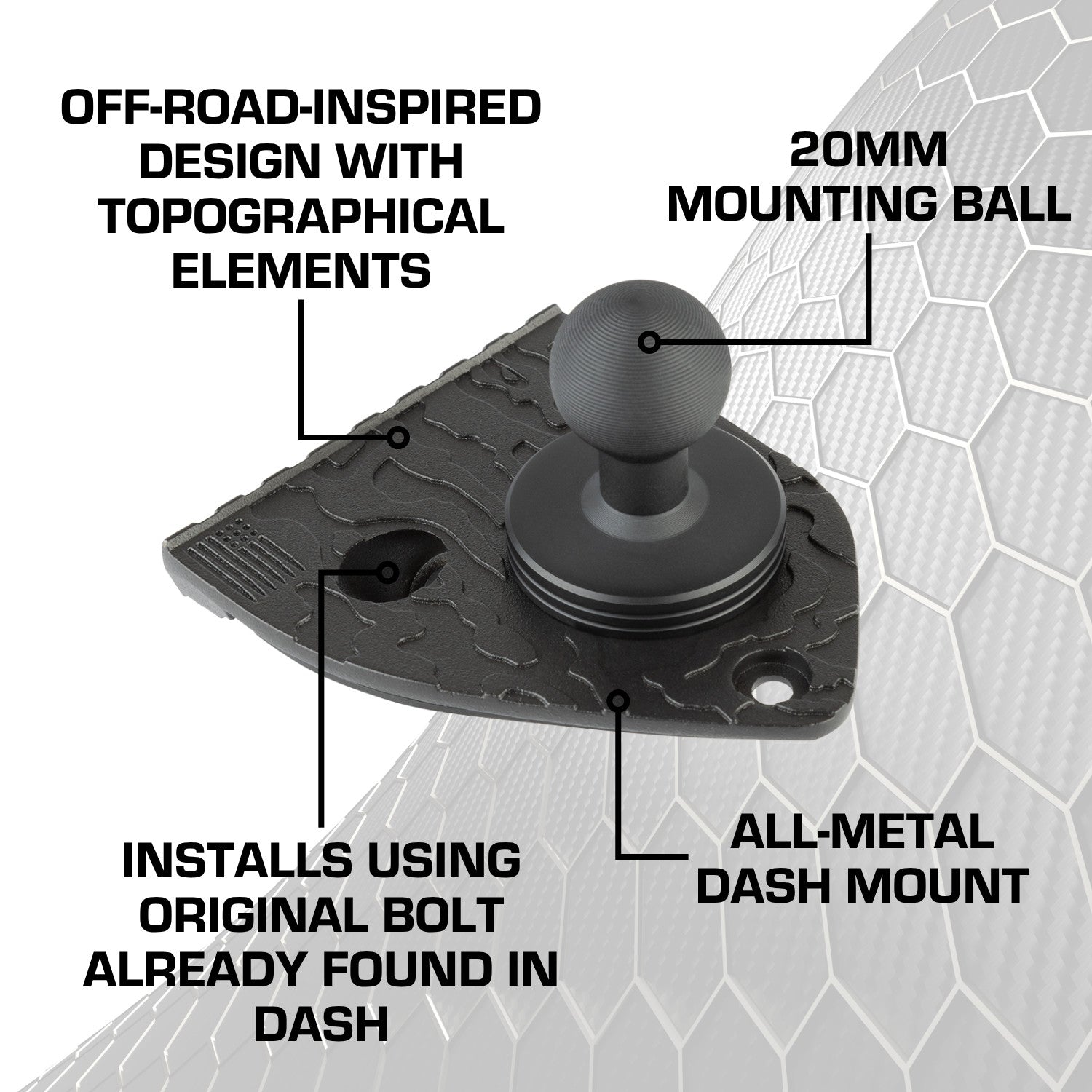2021-2023 Jeep Wrangler 4xe Single Ball Passenger Side Phone Holder with Blue Arm