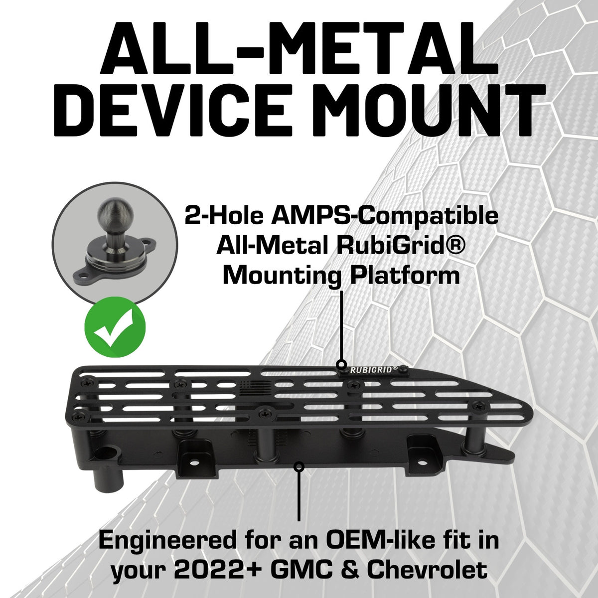RubiGrid® 2022+ GMC Sierra + Chevrolet Silverado Dash Mount 13.4" Screen