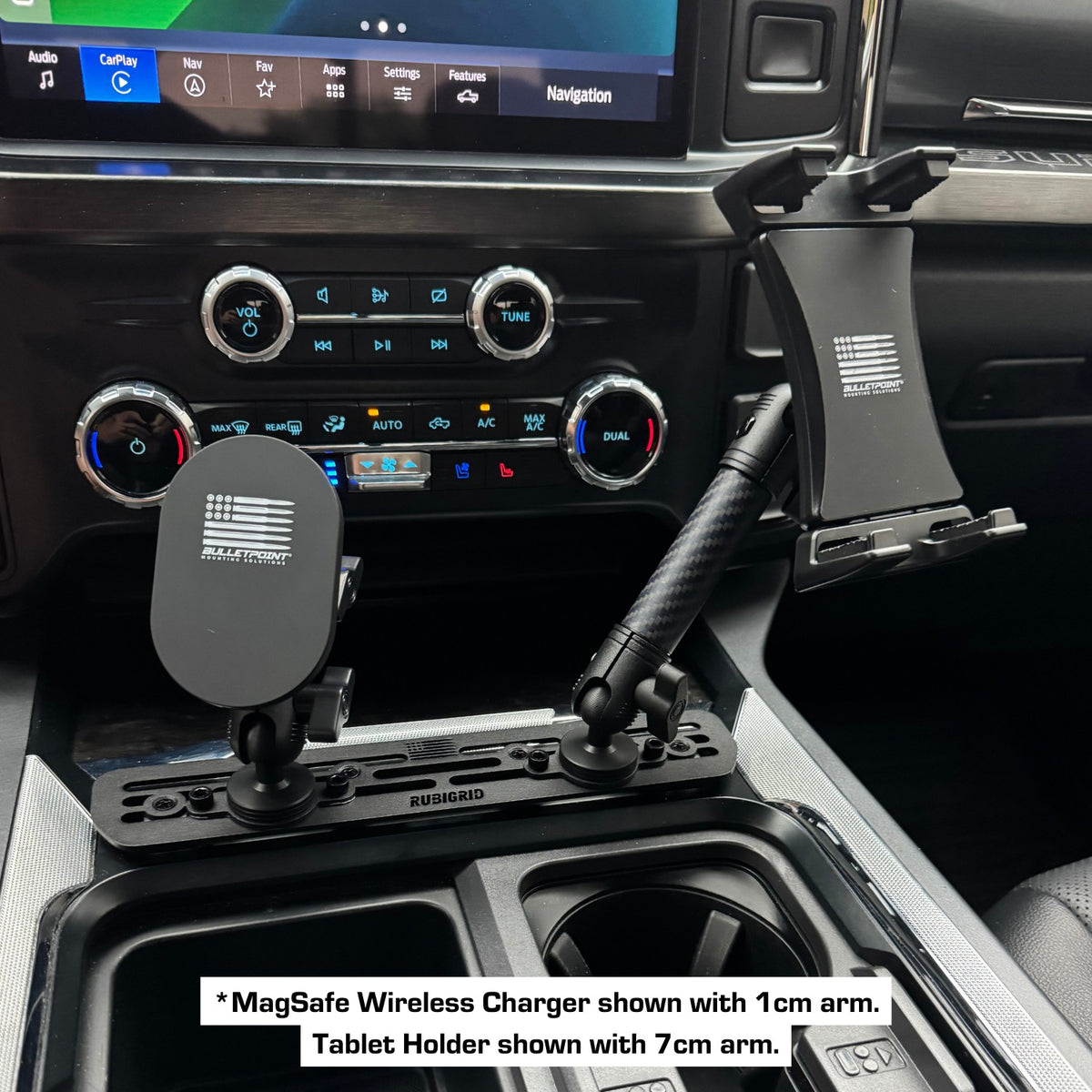 2023+ Ford Super Duty RubiGrid® Center Console Mount Phone + Device Holder