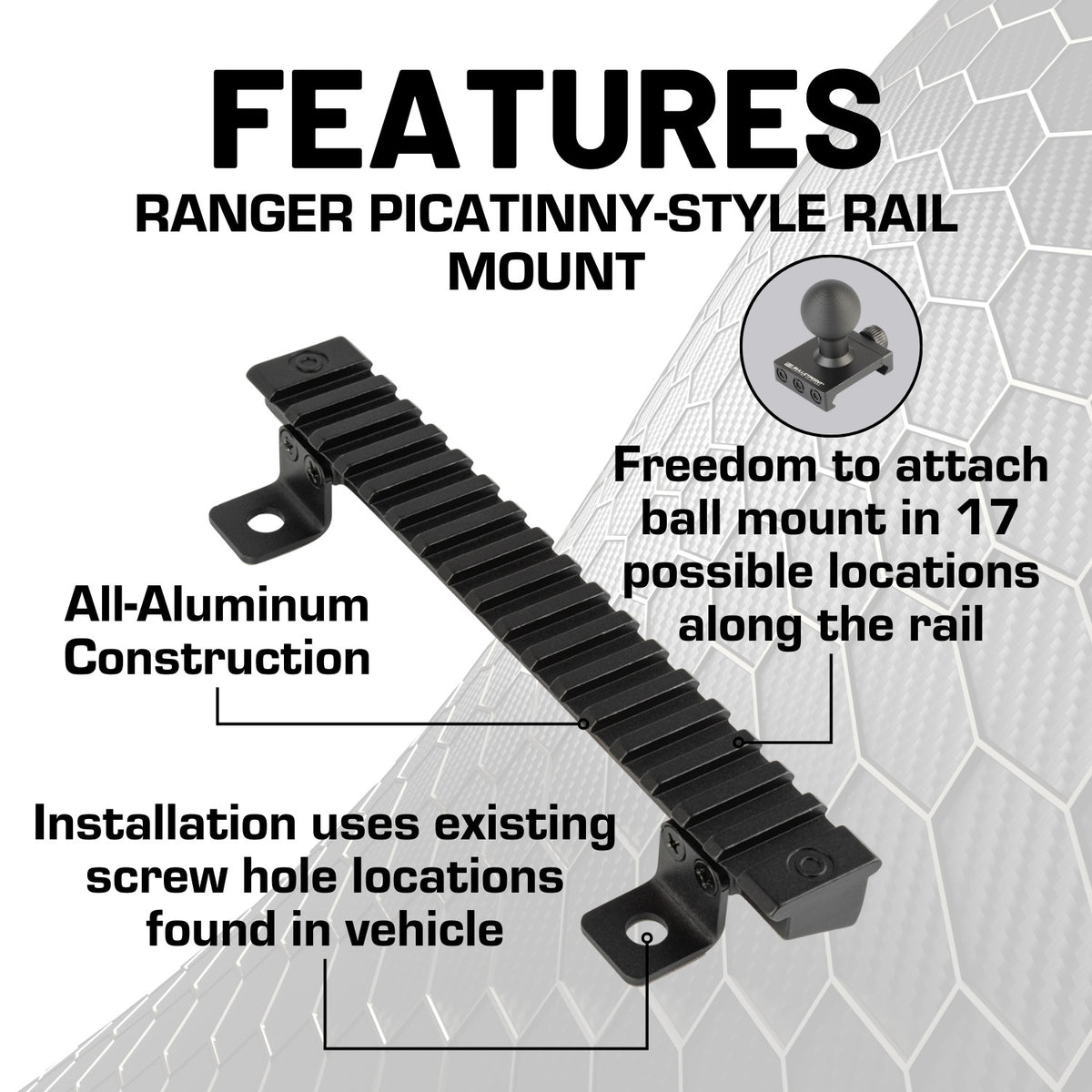 Picatinny-Style Rail Mount Multi-Device Phone Holder compatible with 2024+ Ford Ranger