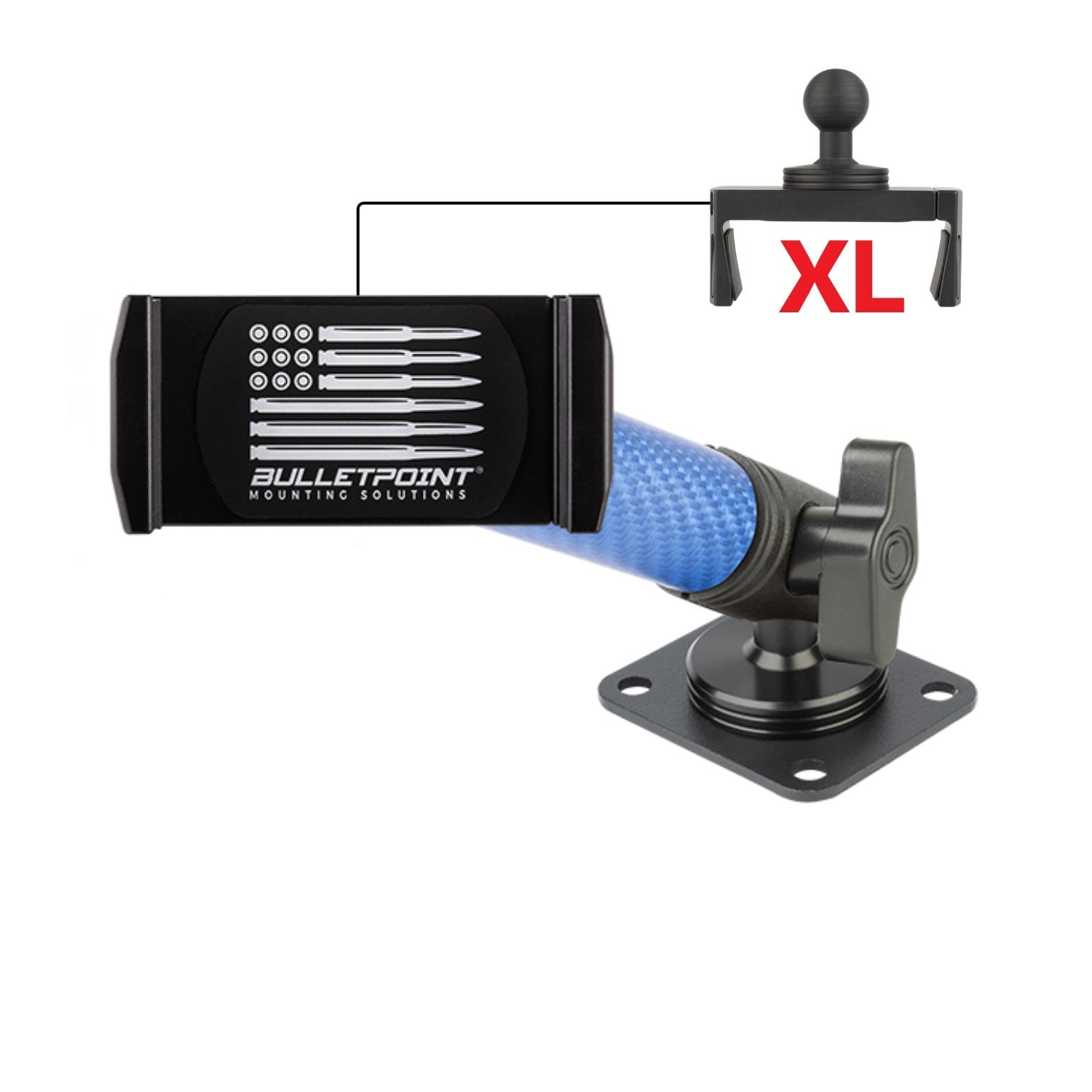 2024+ Jeep Wrangler JL / Gladiator & 2024-2025 Wrangler 4xe Phone Holder Dash Mount with Blue Arm