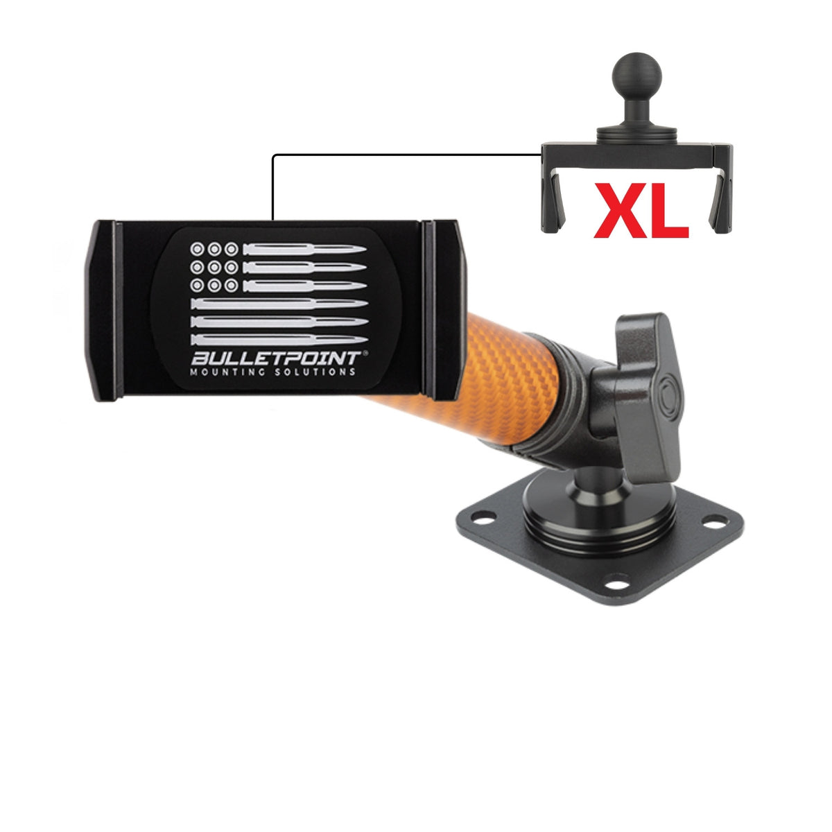 2024+ Jeep Wrangler JL / Gladiator & 2024-2025 Wrangler 4xe Phone Holder Dash Mount with Orange Arm