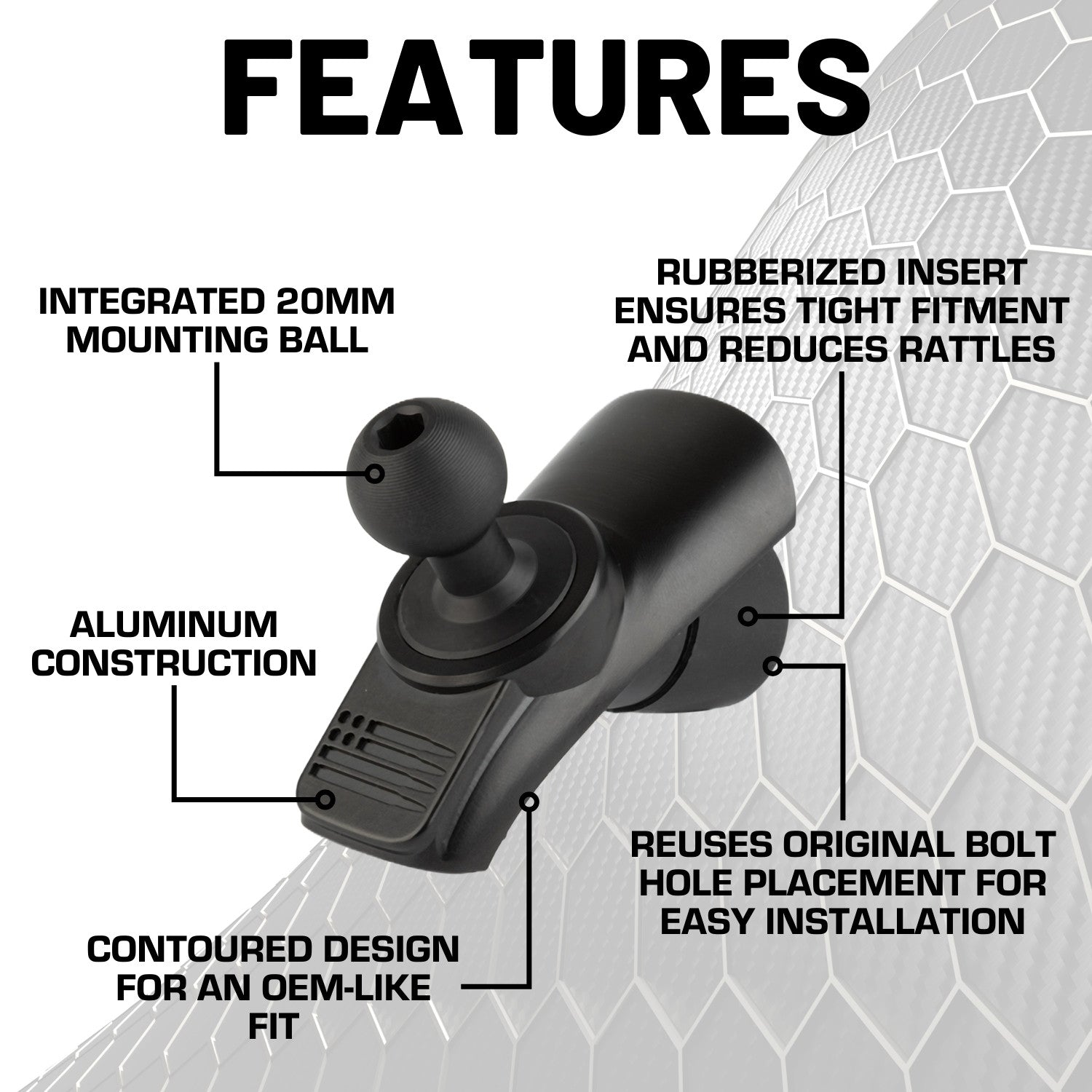 2024+ Jeep Wrangler JL & Jeep Gladiator A-Pillar Grab Bar Mount with 20mm Ball