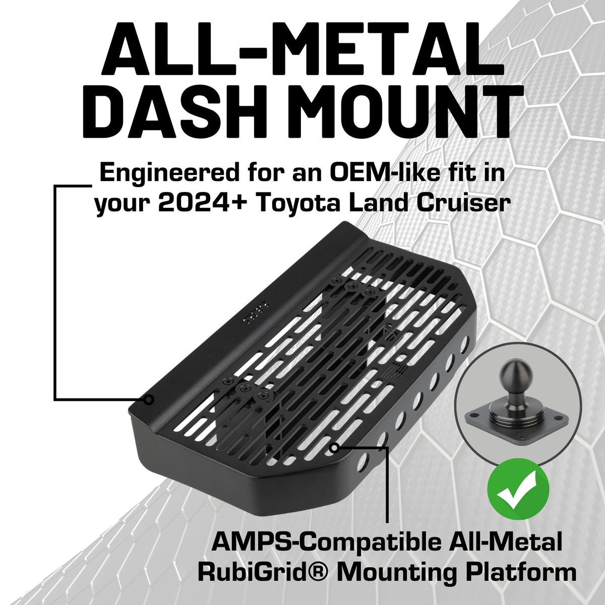 RubiGrid® 2024+ Toyota Land Cruiser Dash Mount Phone + Device Holder