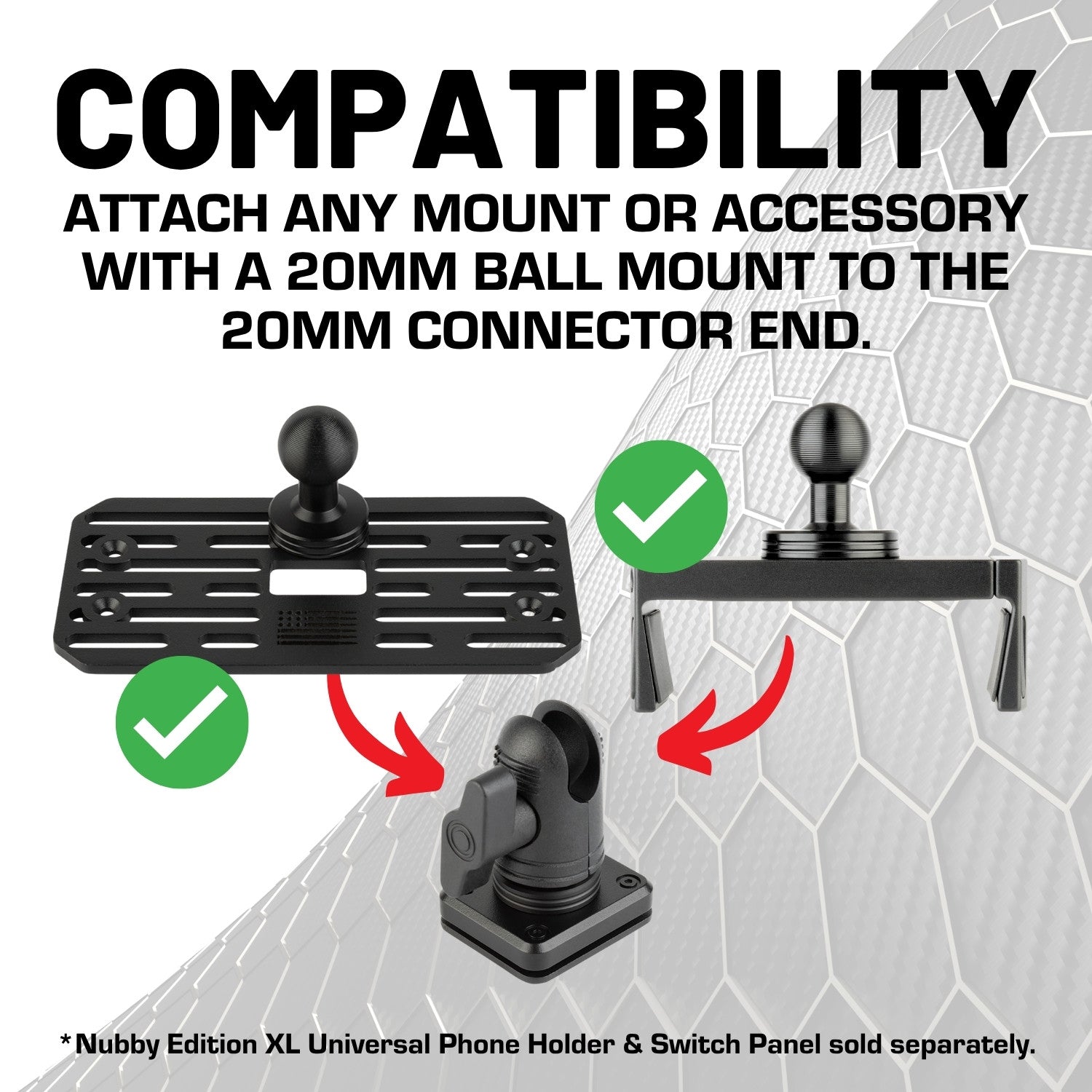 20mm Connector End Nubby Edition Attachment compatible with MOLLE Panels