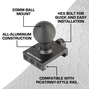 20mm Mounting Ball compatible with Picatinny-Style Rails