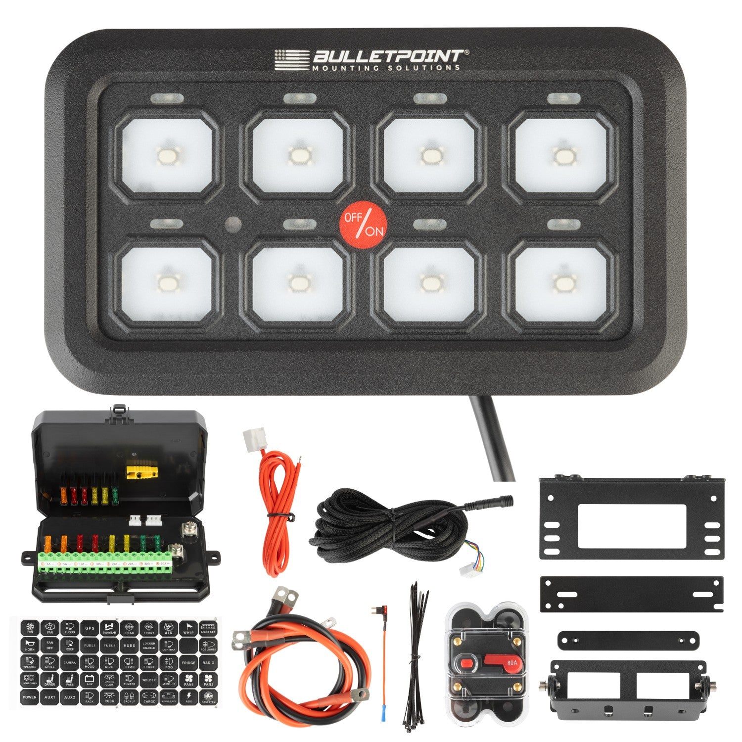 Bulletpoint 8 Gang Electronic Switch Panel - 8 Circuit Relay System fo ...