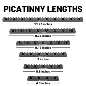 Bulletpoint Picatinny-Style Rail Attachments for RubiGrid® Dash Mounts (various sizes)