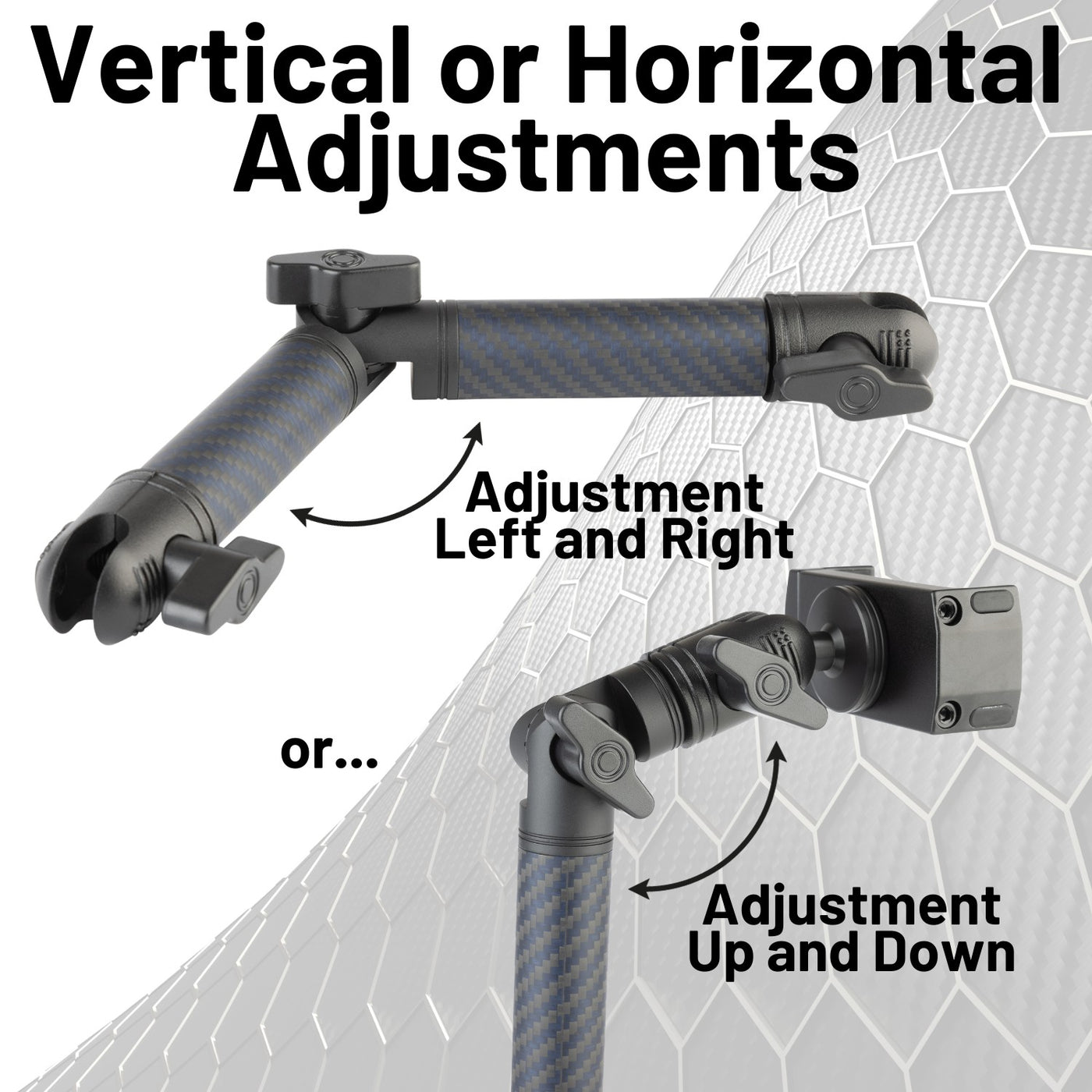 Locking Adjustable Carbon Fiber + Kevlar Mounting Arms with Articulati ...