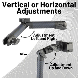 Locking Adjustable Carbon Fiber + Kevlar Mounting Arms with Articulating Joint (various sizes)