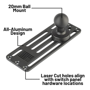 Auxbeam + Bulletpoint 8 Gang Switch Panel Mount with 20mm Ball