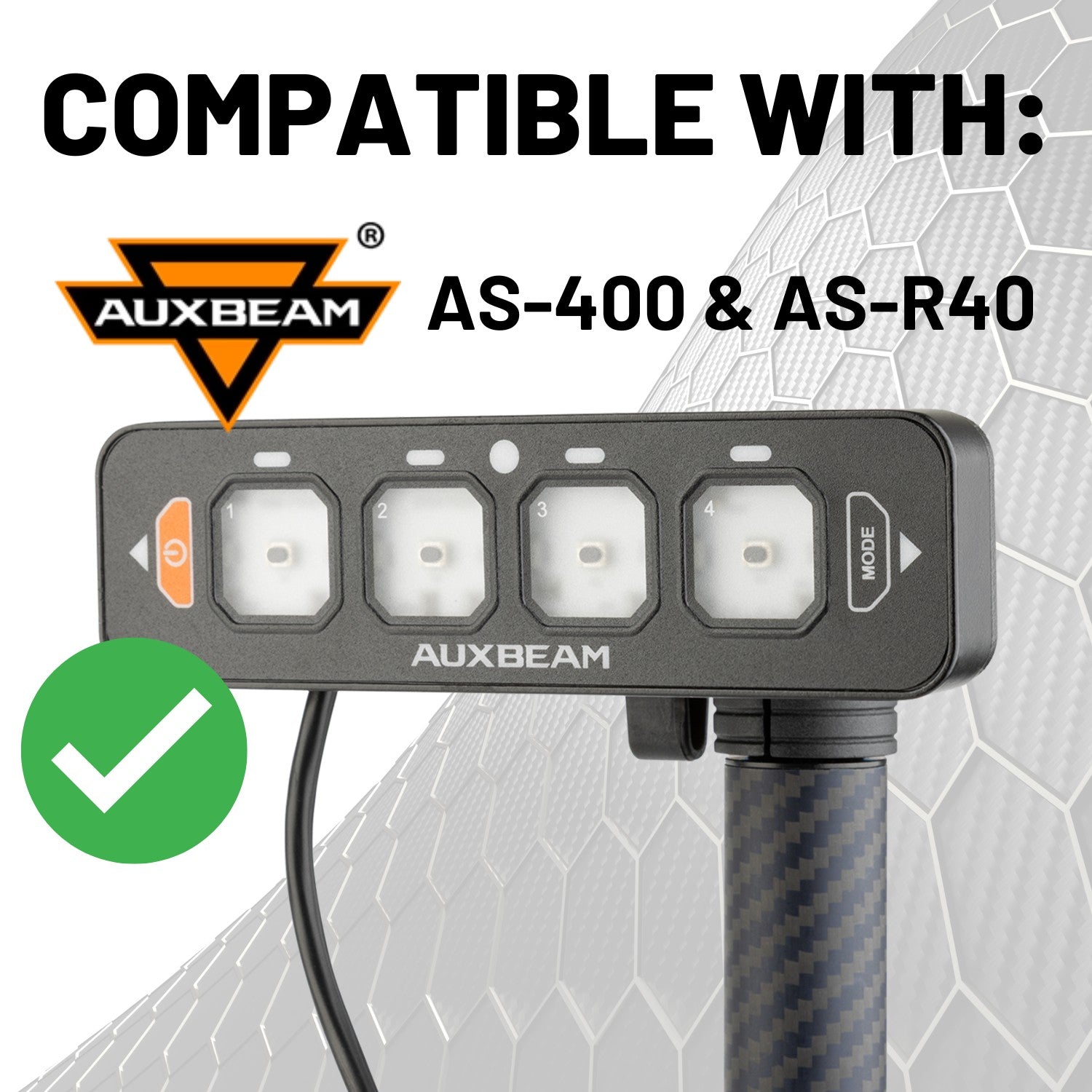 Auxbeam AS Series 4 Gang Switch Panel Mount with 20mm Connector Nubby Edition