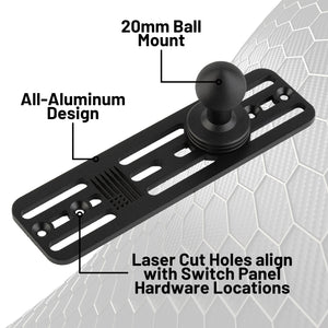 Auxbeam AS Series 4 Gang Switch Panel Mount with 20mm Ball