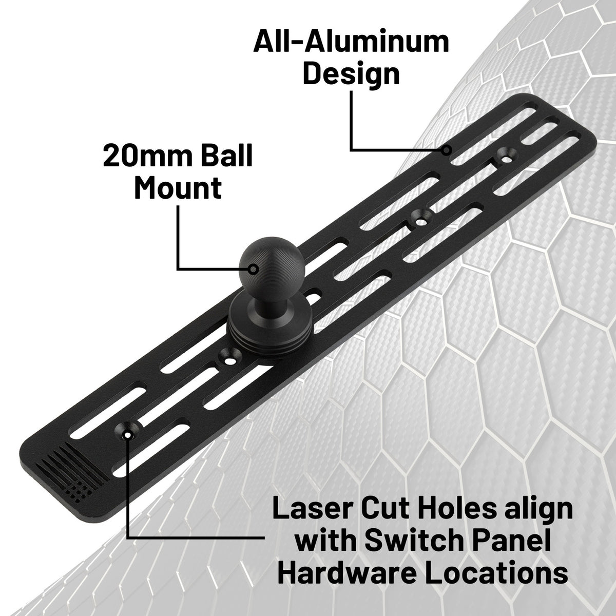 Auxbeam AS Series 8 Gang Switch Panel Mount with 20mm Ball