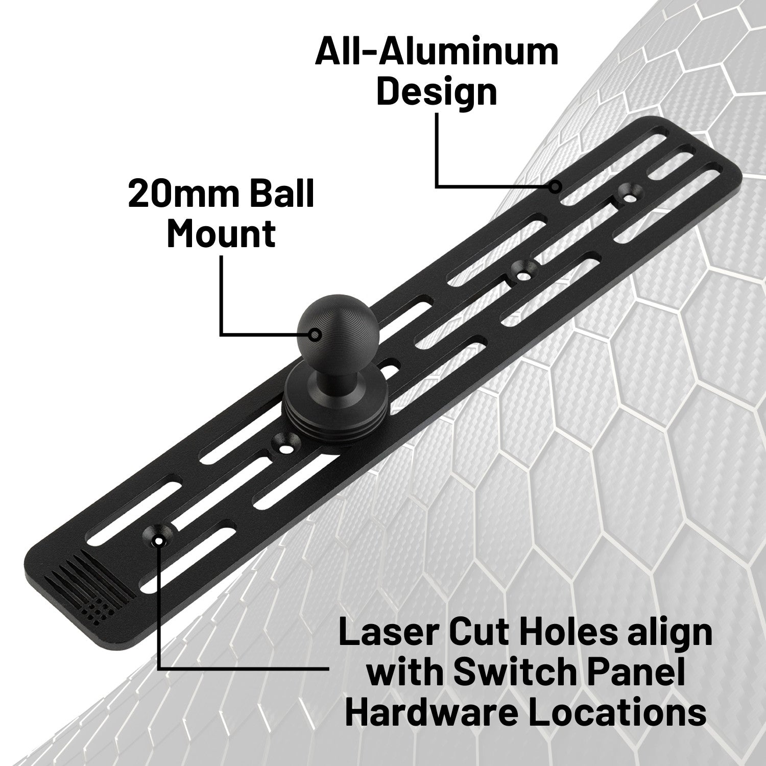 Auxbeam AS Series 8 Gang Switch Panel Mount with 20mm Ball