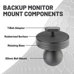 Backup Camera Monitor Mount & T-Bolt Adapter with 20mm Ball Mount