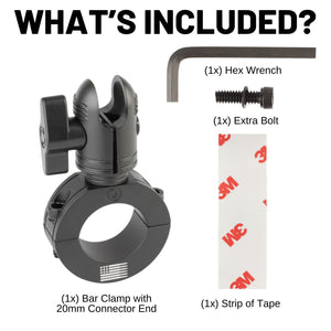 Aluminum Bar Clamp Mounts with 20mm Connector End Nubby Edition (various sizes)