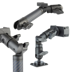 Locking Adjustable Carbon Fiber + Kevlar Mounting Arms with Articulating Joint (various sizes)