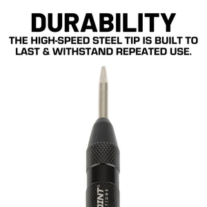 Bulletpoint Steel Spring-Loaded Automatic Center Punch Tool with Knurled Body for Installation