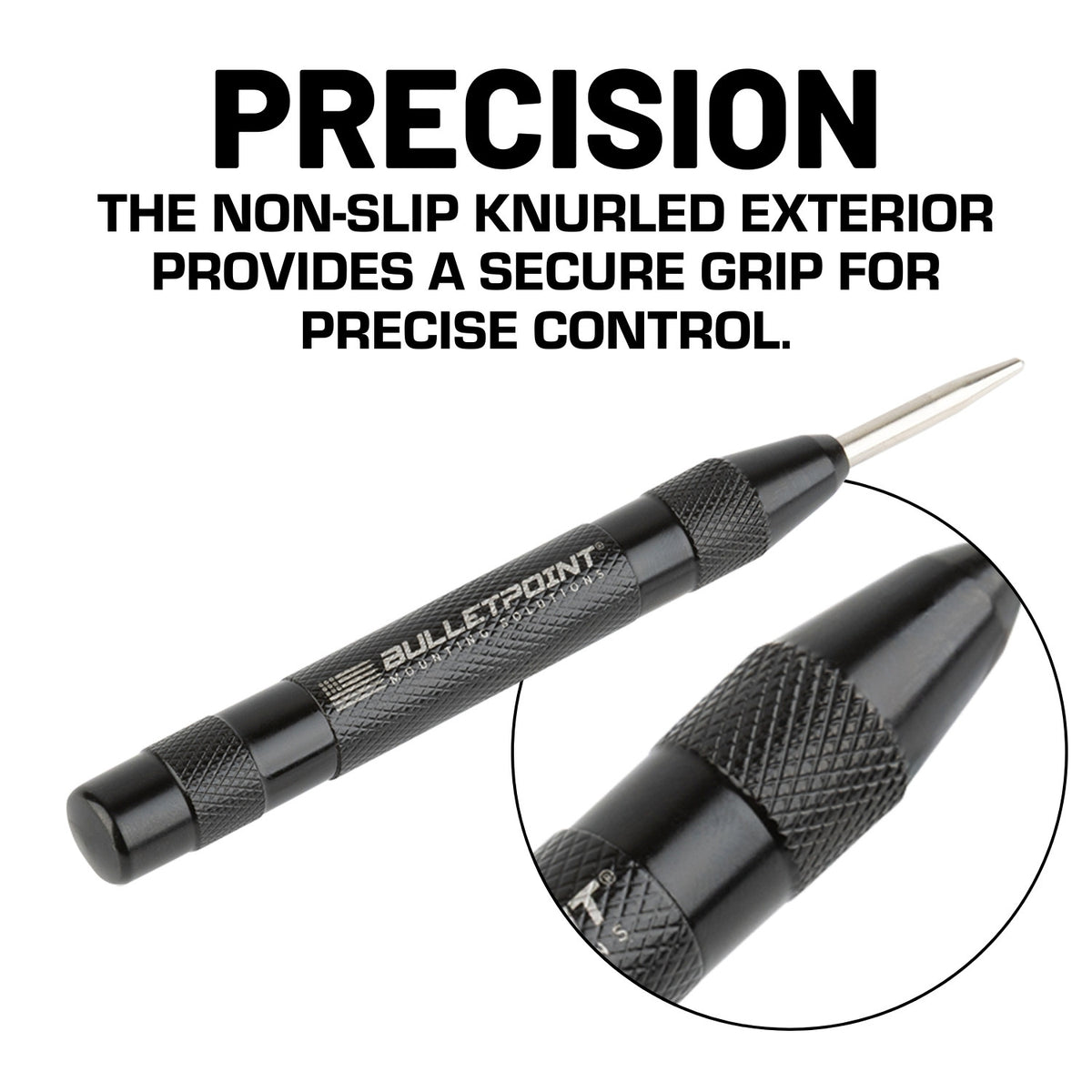 Bulletpoint Steel Spring-Loaded Automatic Center Punch Tool with Knurled Body for Installation