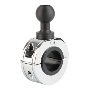 Multi-Size Chrome Bar Clamp with 20mm Ball compatible with 7/8" to 1.25" Bars