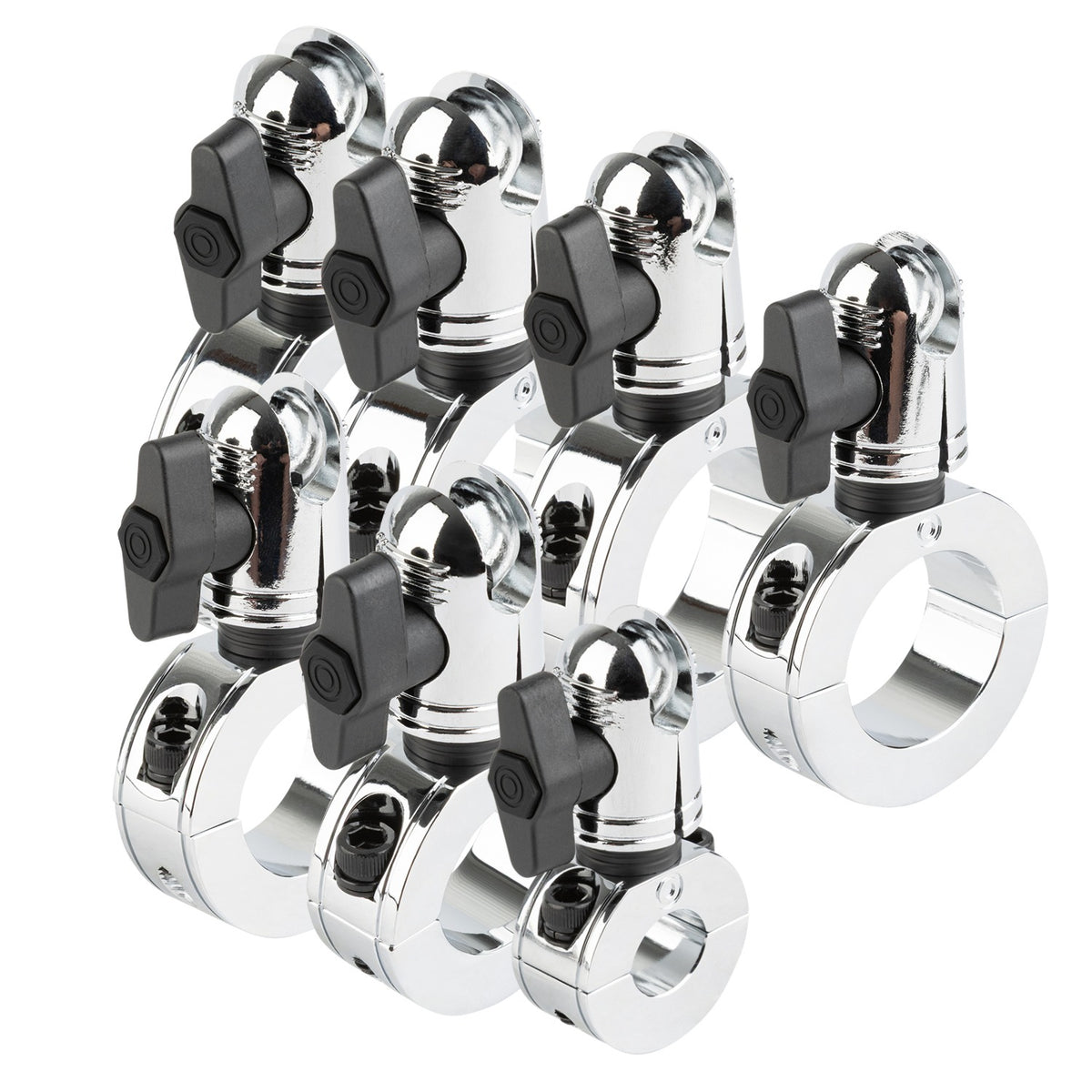 Chrome Bar Clamp Mounts with 20mm Anti-Theft Connector End Nubby Edition (various sizes)