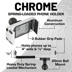 Chrome Spring-Loaded Universal Phone Holder with 20mm Ball