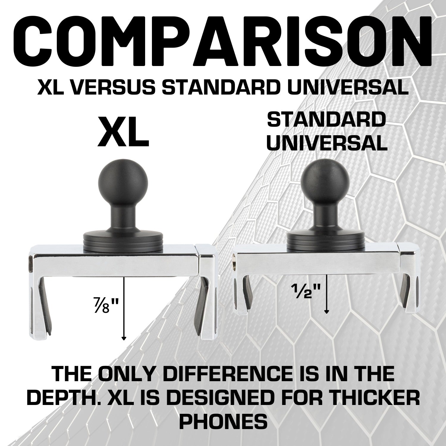 Chrome XL Universal Phone Mount Holder for Oversized Bulky Cases with 20mm Ball Mount