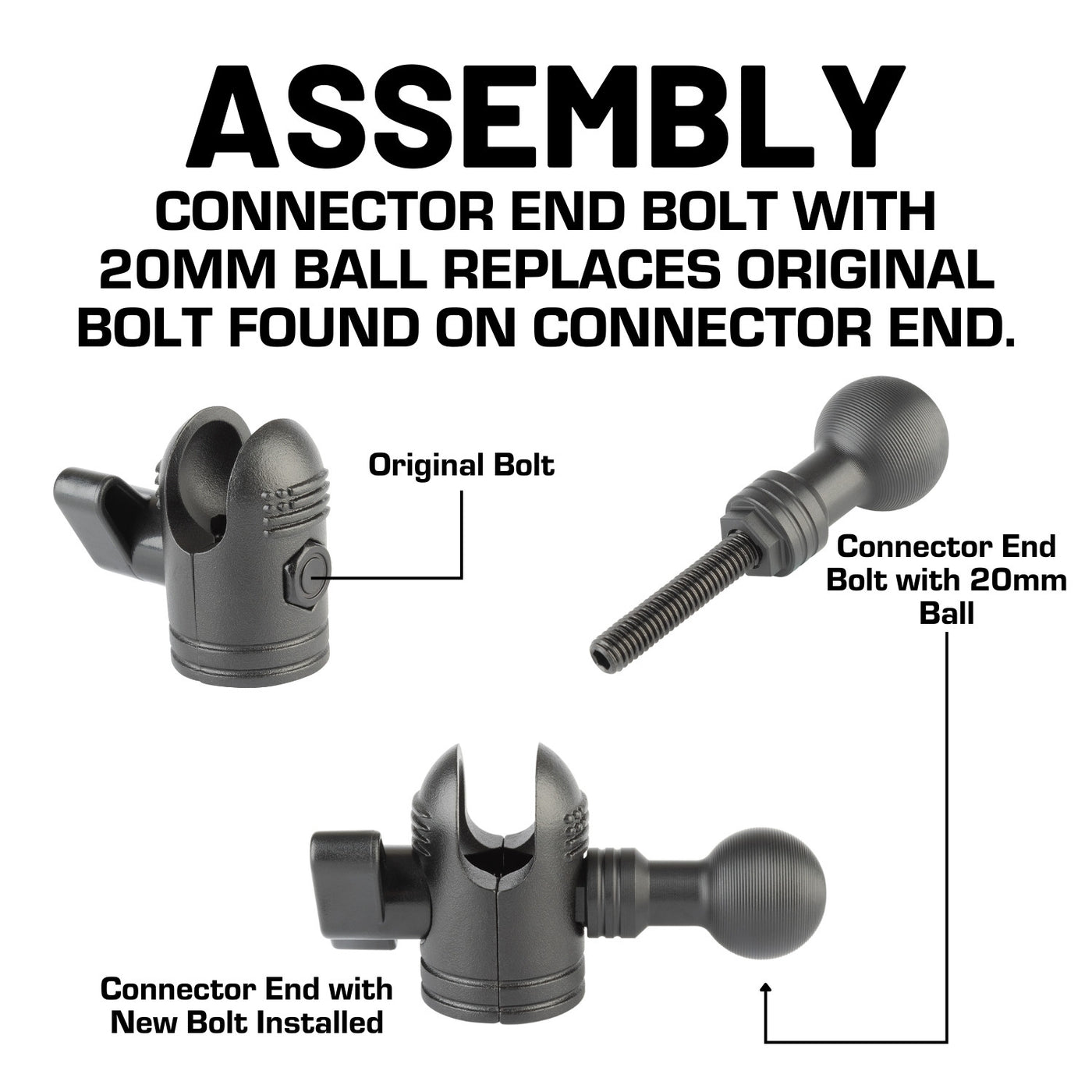 Assembly Point Plug Plus One Connector End Bolt with Integrated 20mm Ball Mount ...