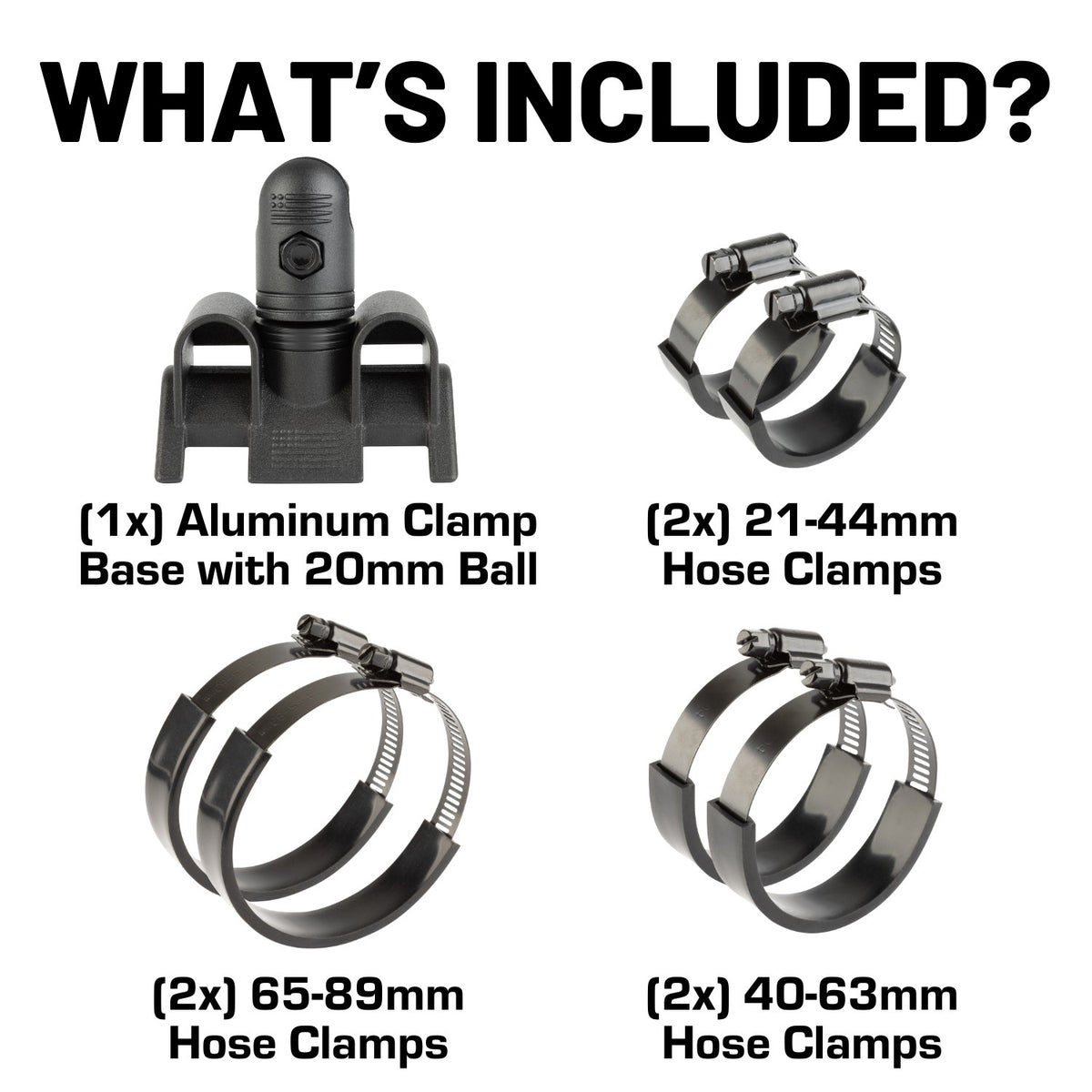 Adjustable Dual Hose Bar Clamp Mount with 20mm Connector End Nubby Edition - Fits Bars 1 to 3 inches Diameter