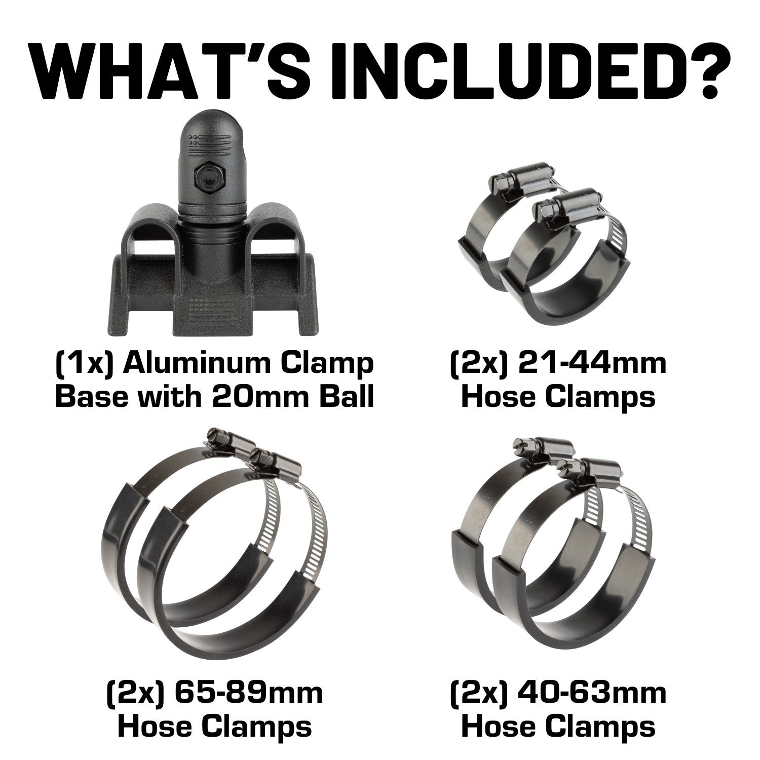 Adjustable Dual Hose Bar Clamp Mount with 20mm Connector End Nubby Edition - Fits Bars 1 to 3 inches Diameter