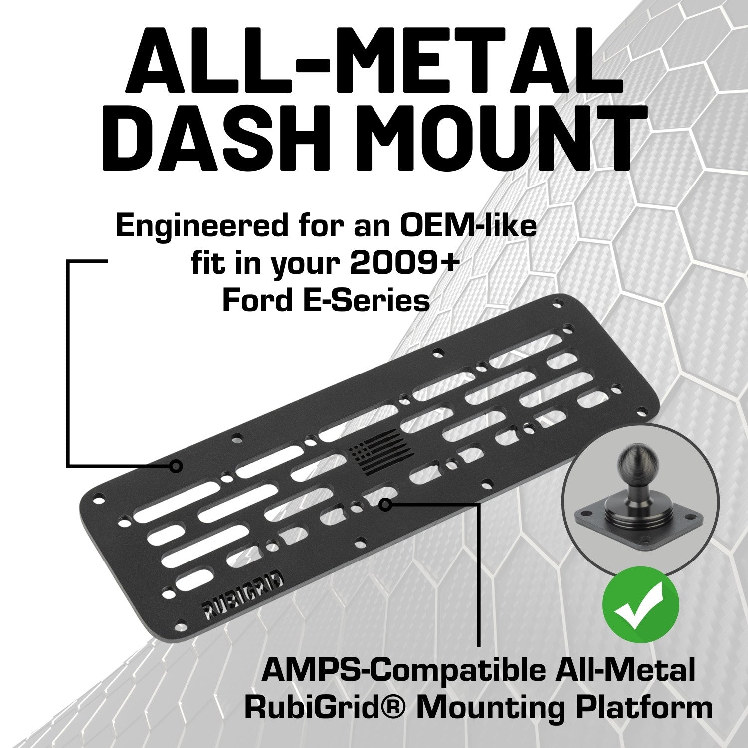 RubiGrid® 2009+ Ford E-Series Multi-Device Metal Dash Mount Phone Holder