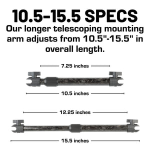 Telescoping Forged Carbon Fiber Mounting Arms with 20mm Connector Ends
