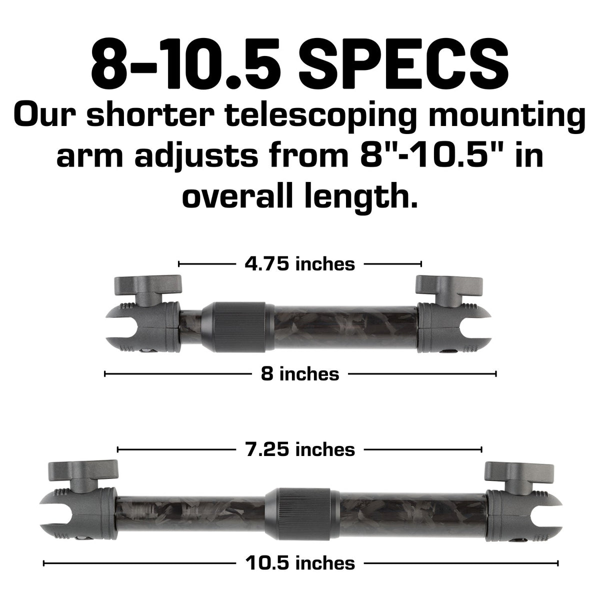 Telescoping Forged Carbon Fiber Mounting Arms with 20mm Connector Ends