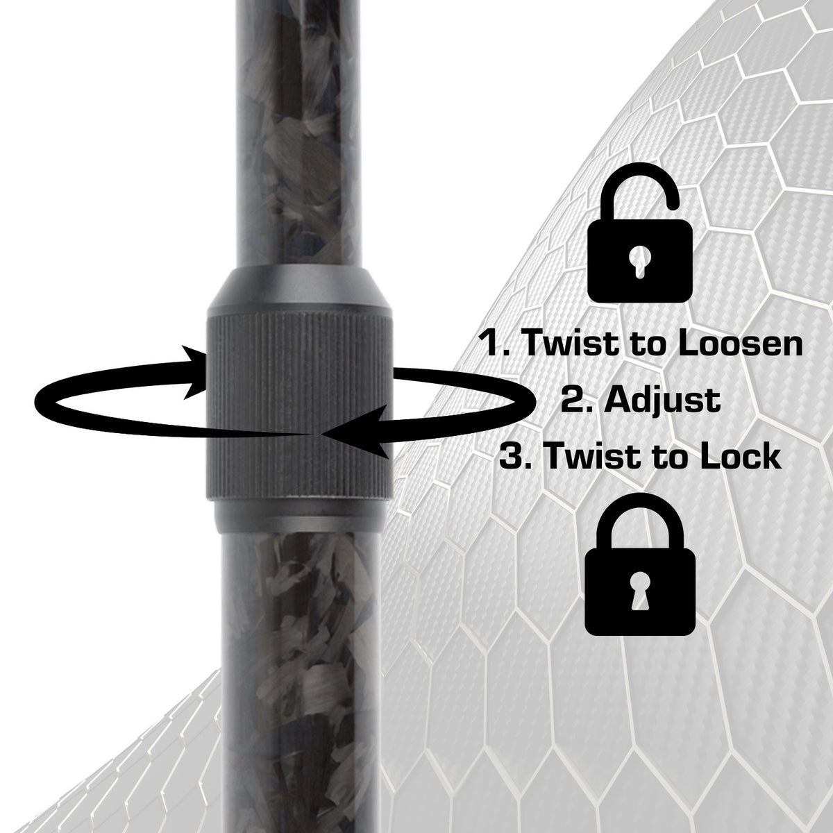 Telescoping Forged Carbon Fiber Mounting Arms with 20mm Connector Ends