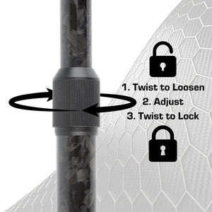 Telescoping Forged Carbon Fiber Mounting Arms with 20mm Connector Ends