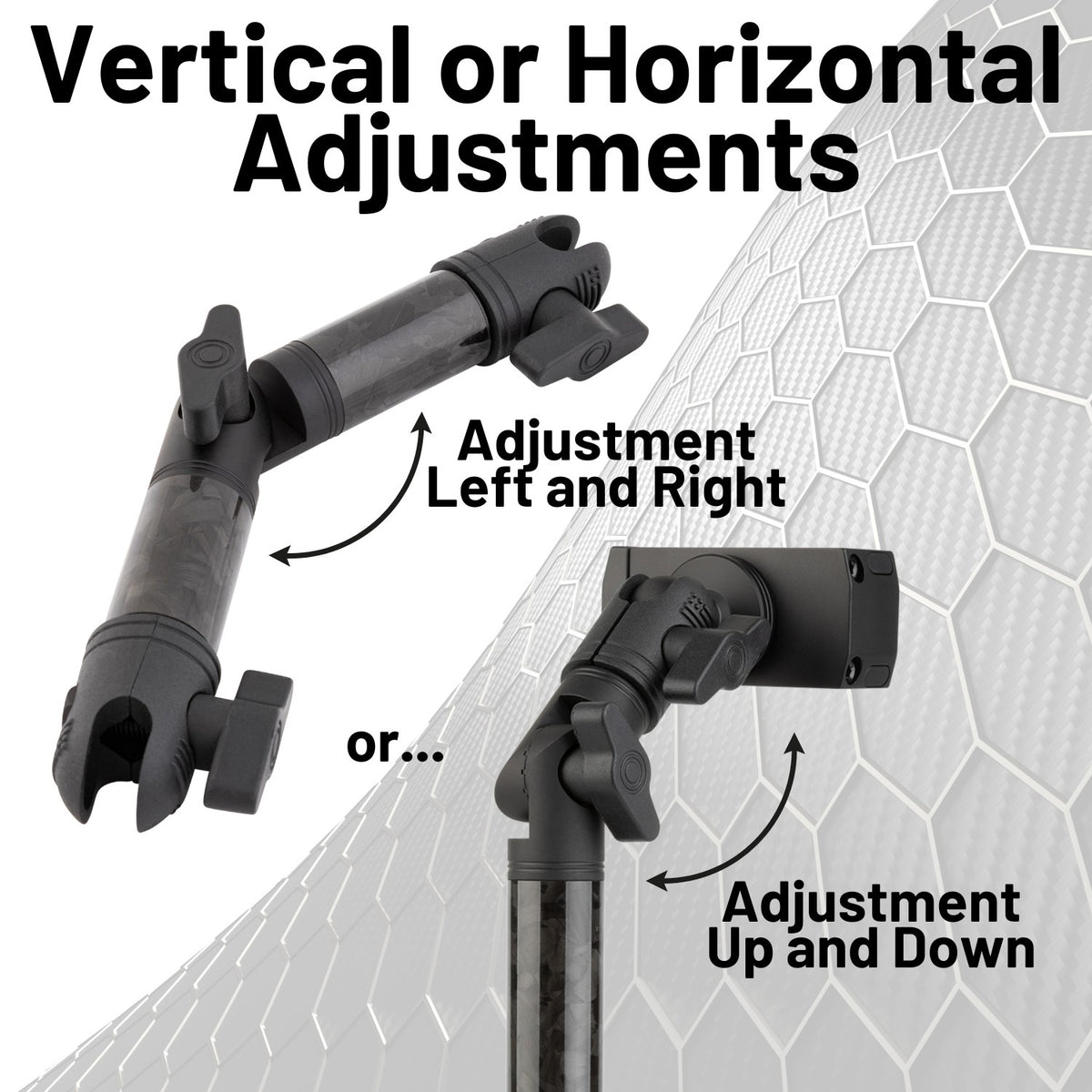 Locking Adjustable Forged Carbon Fiber Mounting Arms with Articulating Joint (various sizes)