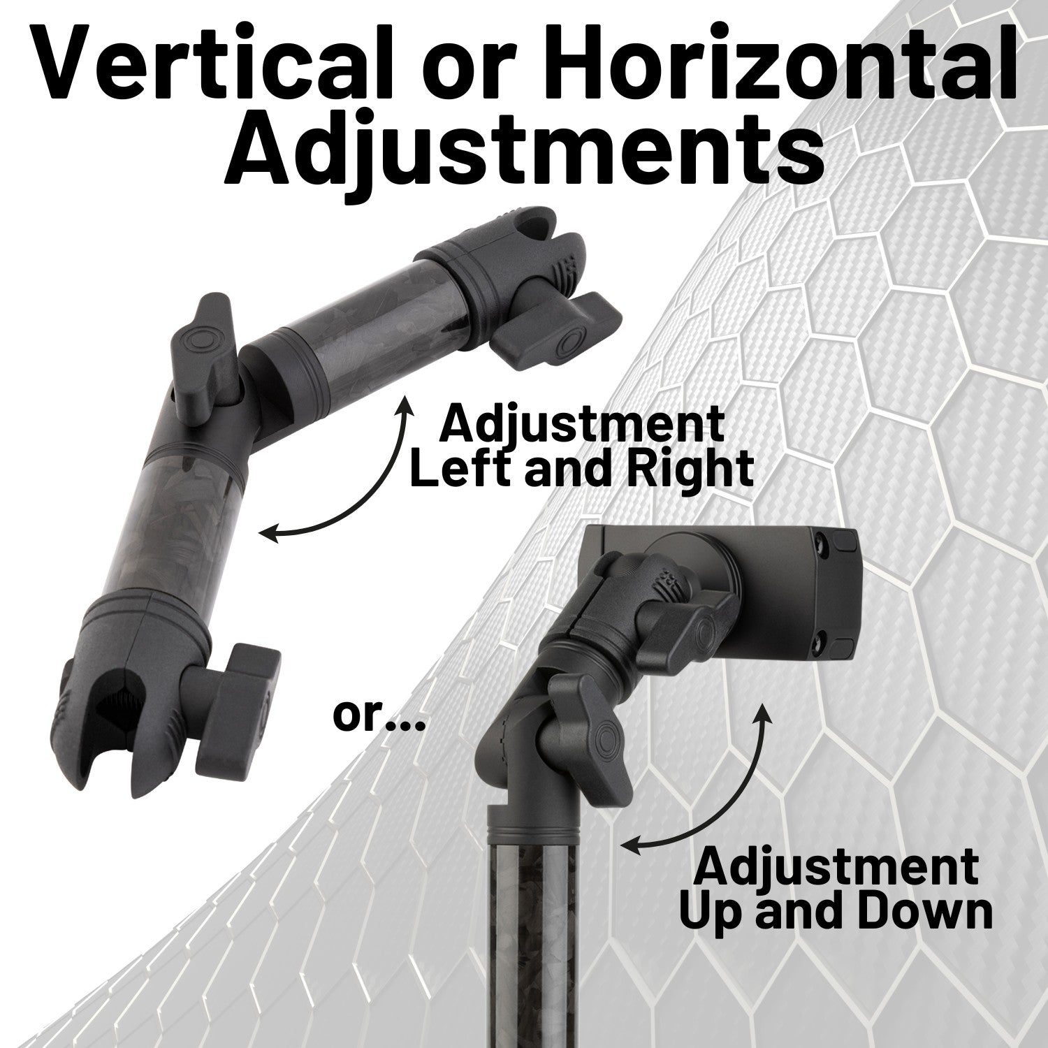 Locking Adjustable Forged Carbon Fiber Mounting Arms with Articulating Joint (various sizes)