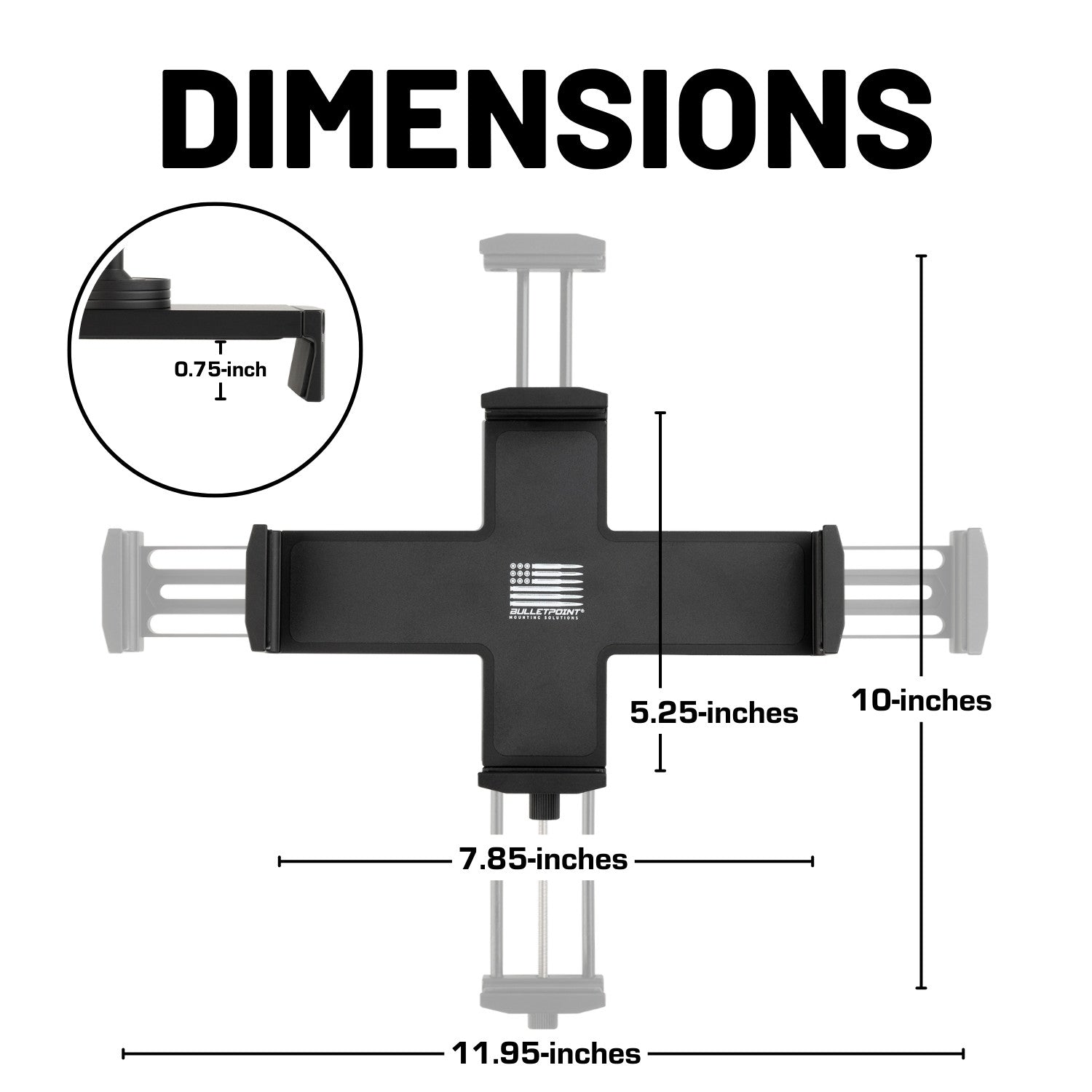Heavy Duty Aluminum 4-Point Universal Tablet Holder with Integrated 20mm Ball