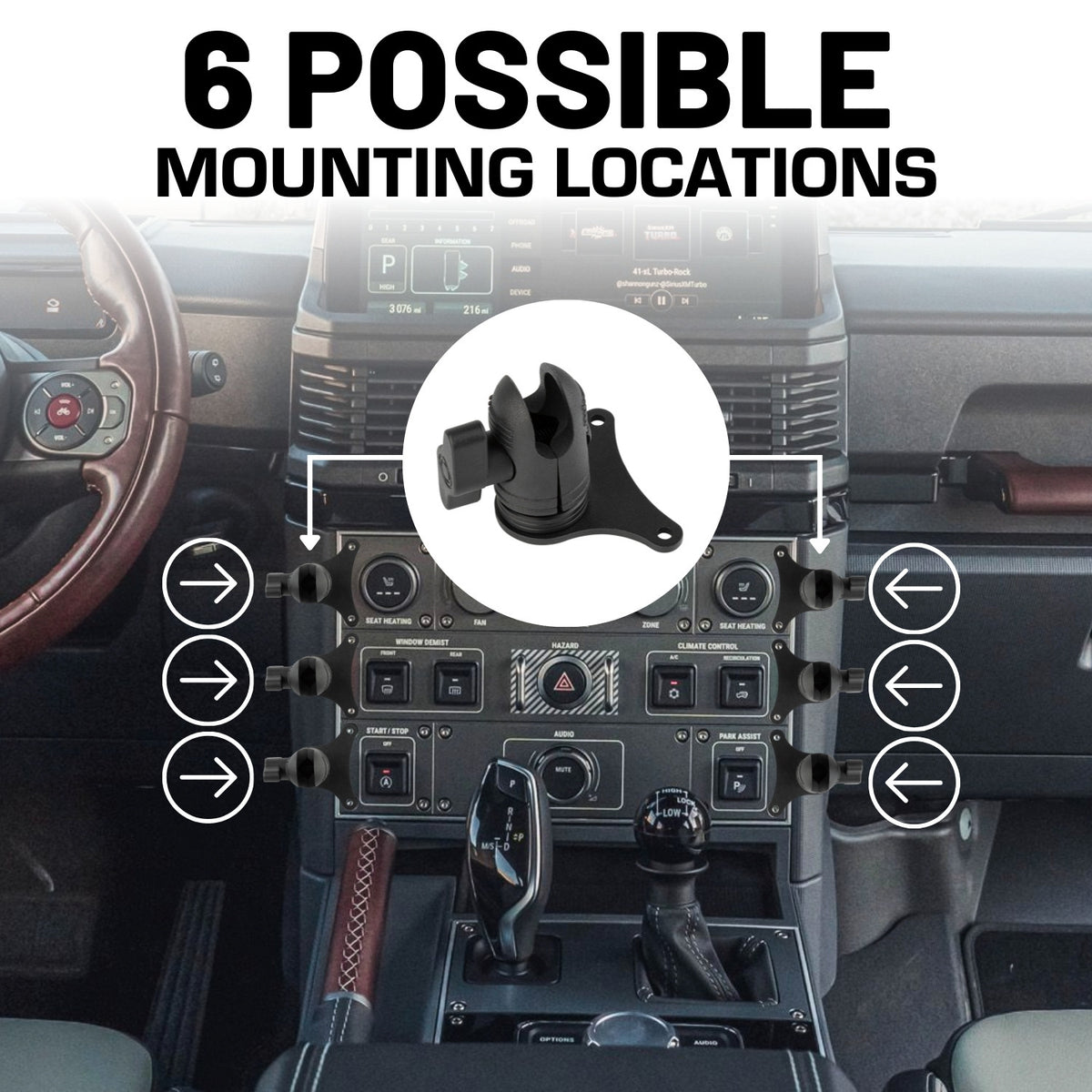 2024+ Ineos Grenadier Single Device Phone Holder Center Console Mount with 20mm Connector End - Nubby Edition