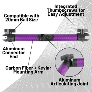 Matte Color Carbon Fiber Locking Adjustable Mounting Arms with Articulating Joint (various sizes)